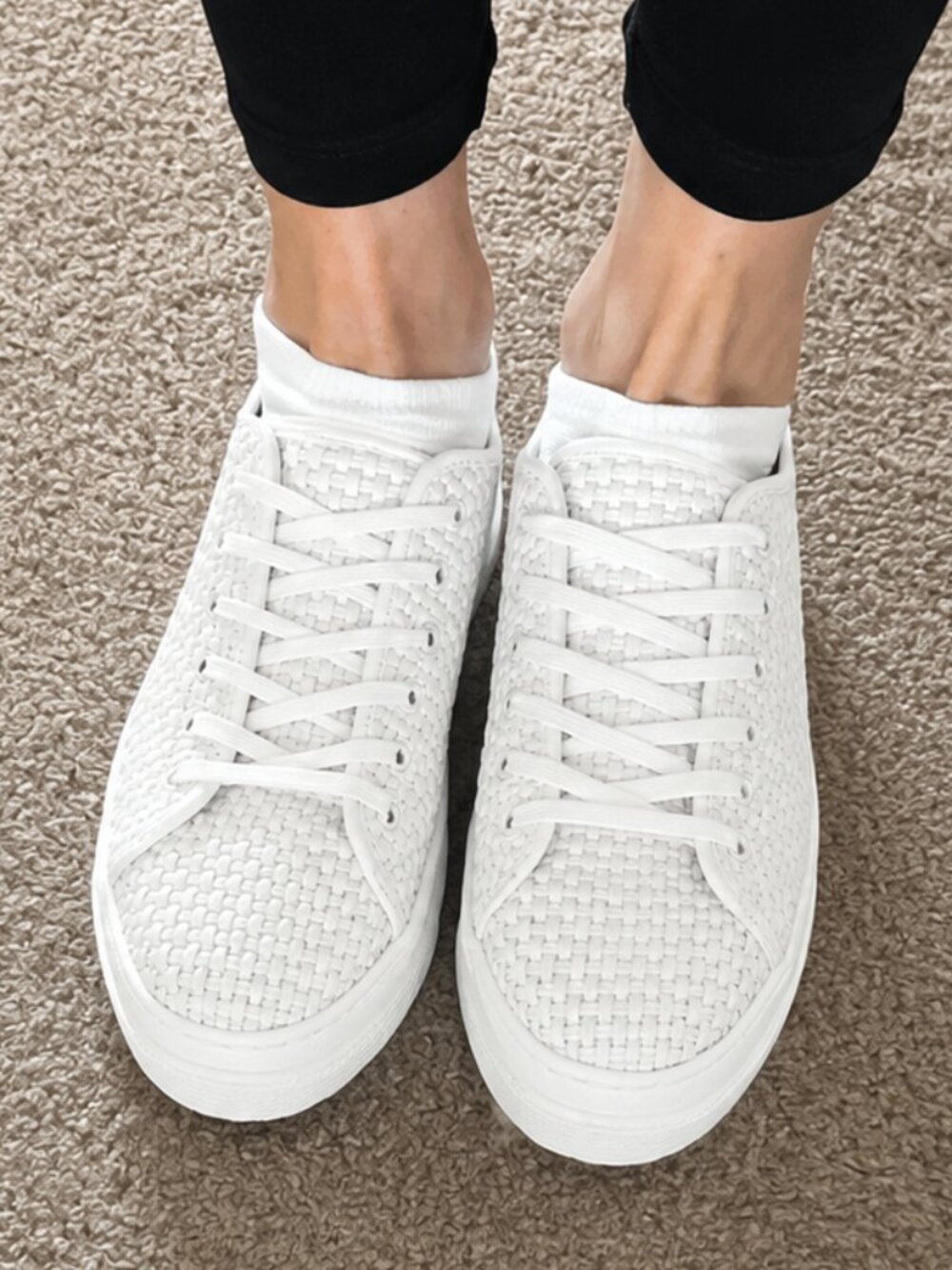 ON 34TH - White Lusille Woven Basketweave Lace-Up Sneakers
